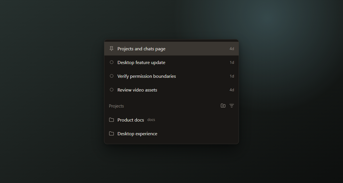 EvoX projects and chats interface mockup
